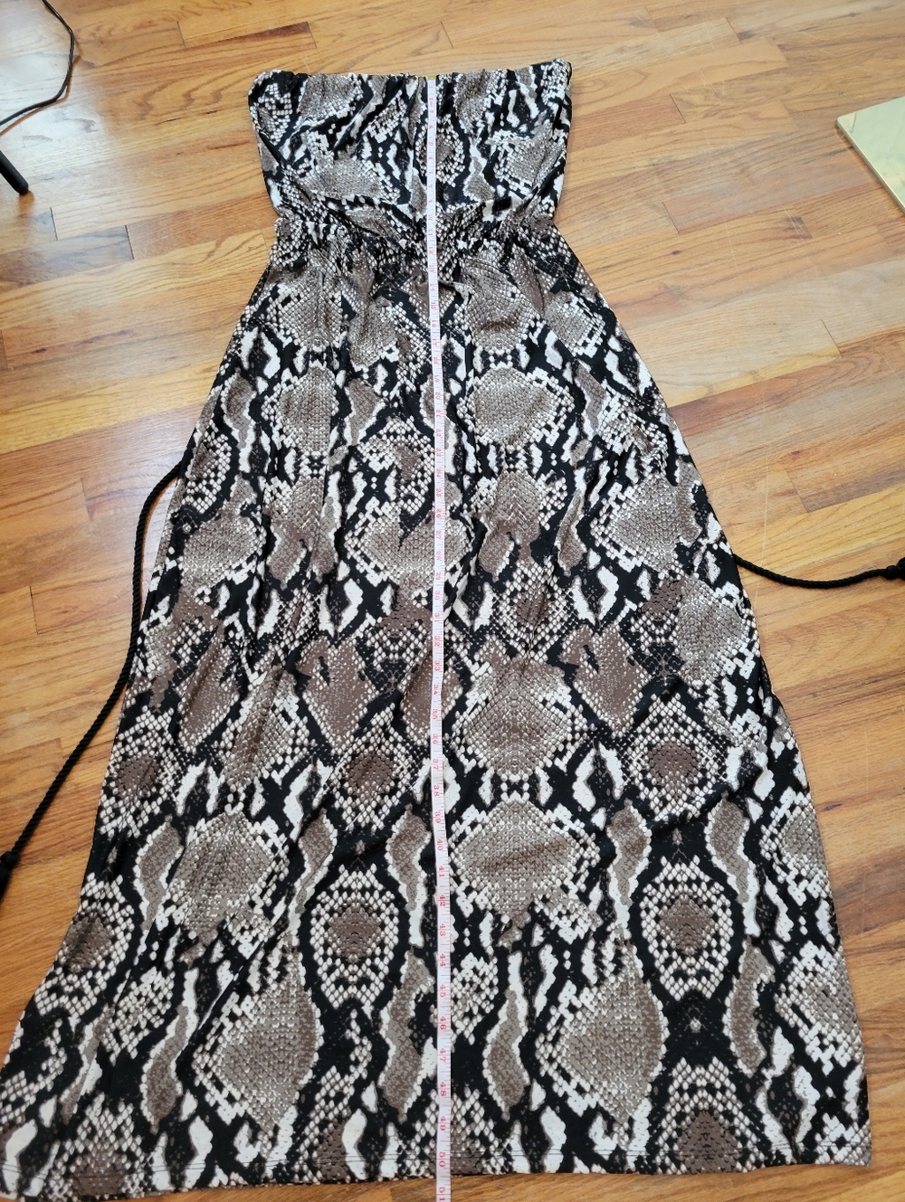 Blooming Rose Strapless Snake Print Maxi Dress in Brown and Black - Picture 13 of 15